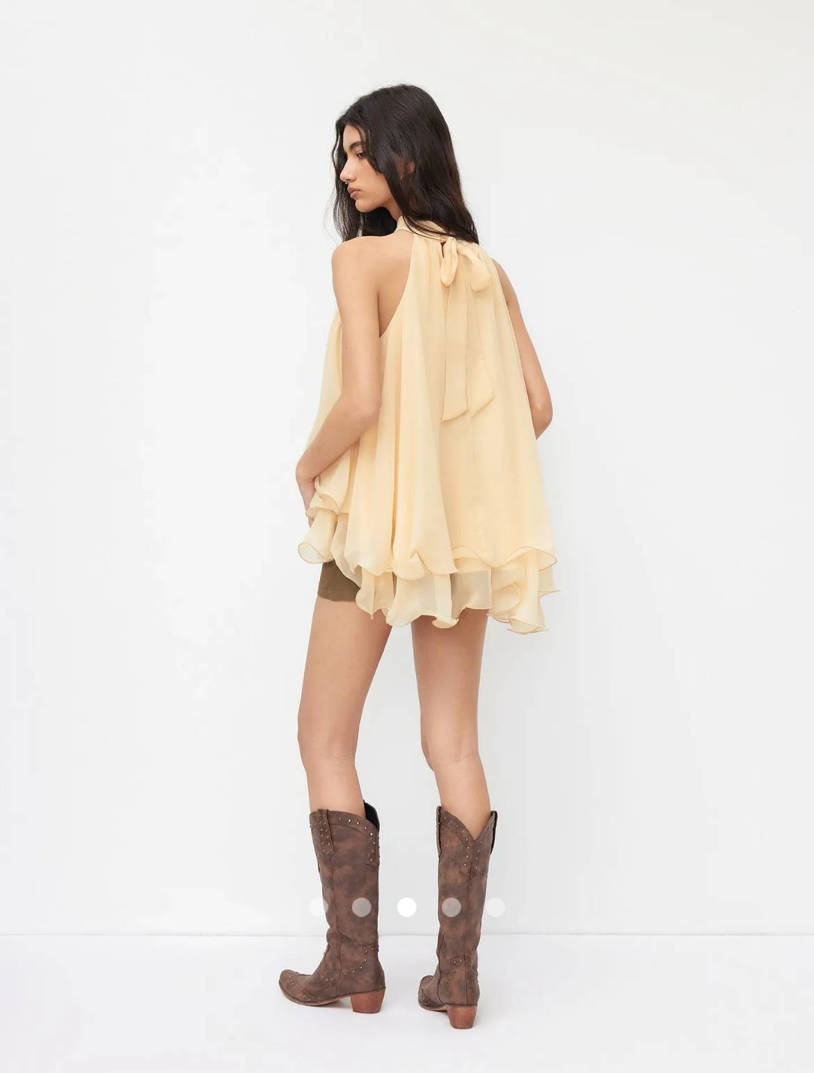 Tiered Halter Top / Light Yellow