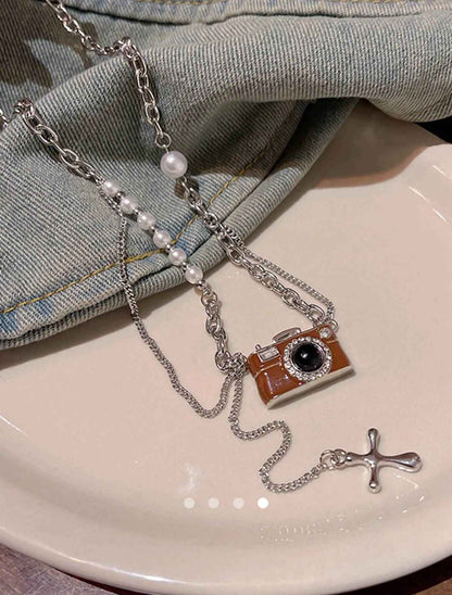 Camera Pendant Necklace // Silver