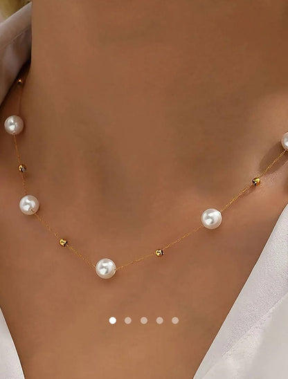 Pearl Choker Necklace // Gold