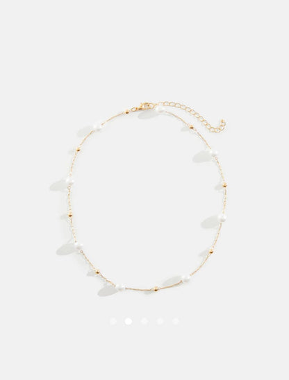 Pearl Choker Necklace // Gold