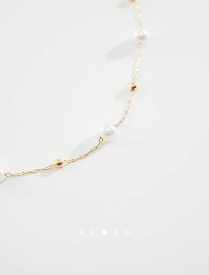 Pearl Choker Necklace // Gold