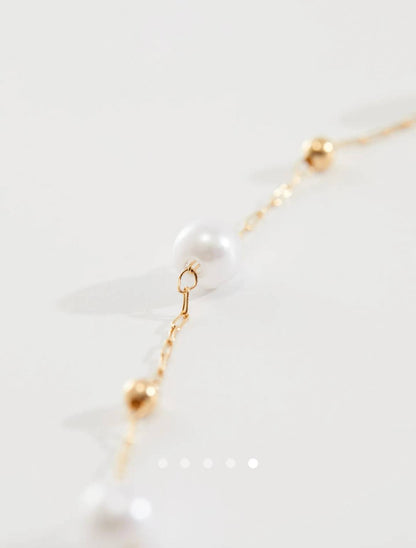 Pearl Choker Necklace // Gold