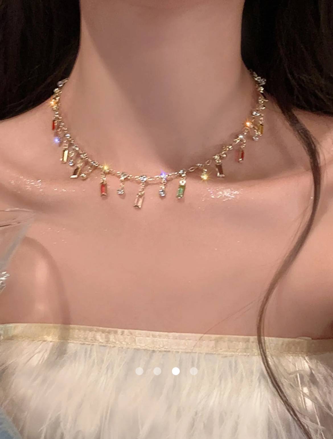 Rhinestone Pendant Necklace // Gold