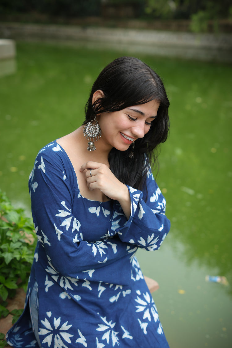 Indigo Short Kurti (100% Cotton) Blue