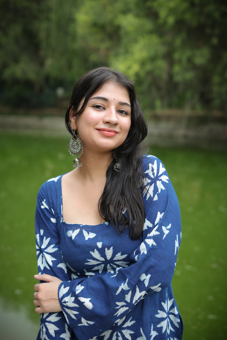 Indigo Short Kurti (100% Cotton) Blue