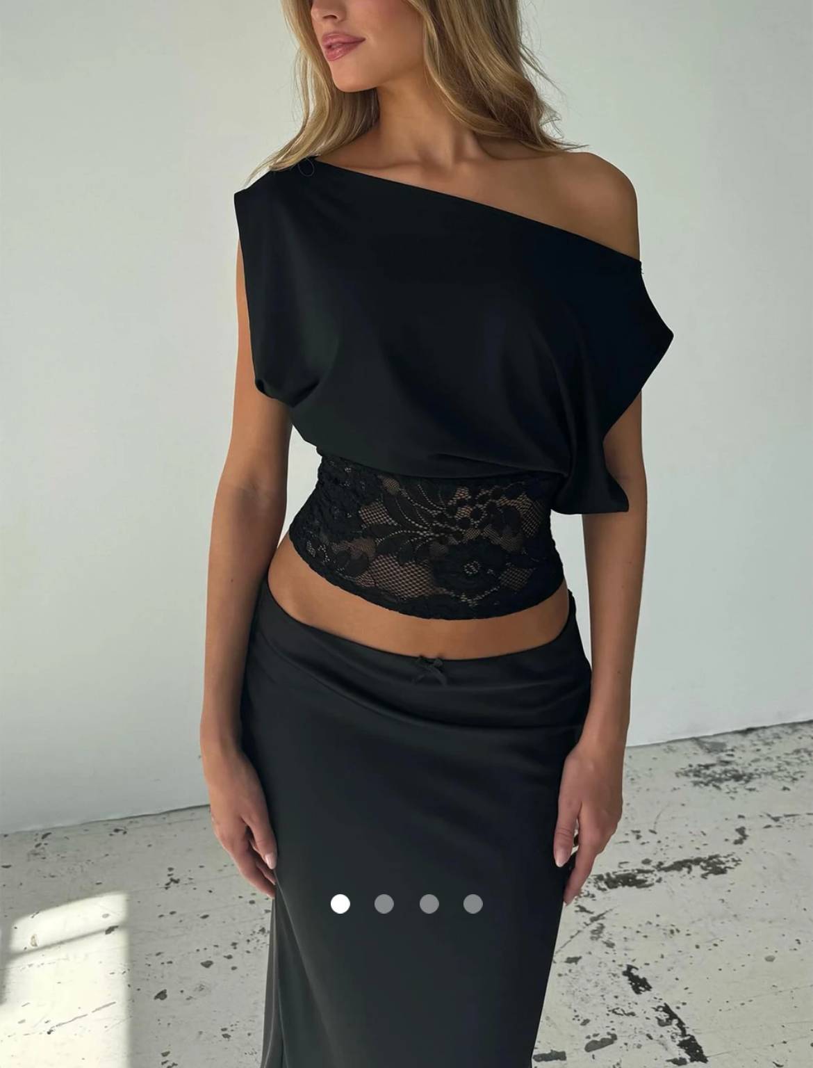 Lace Trimmed Top 004 // Black