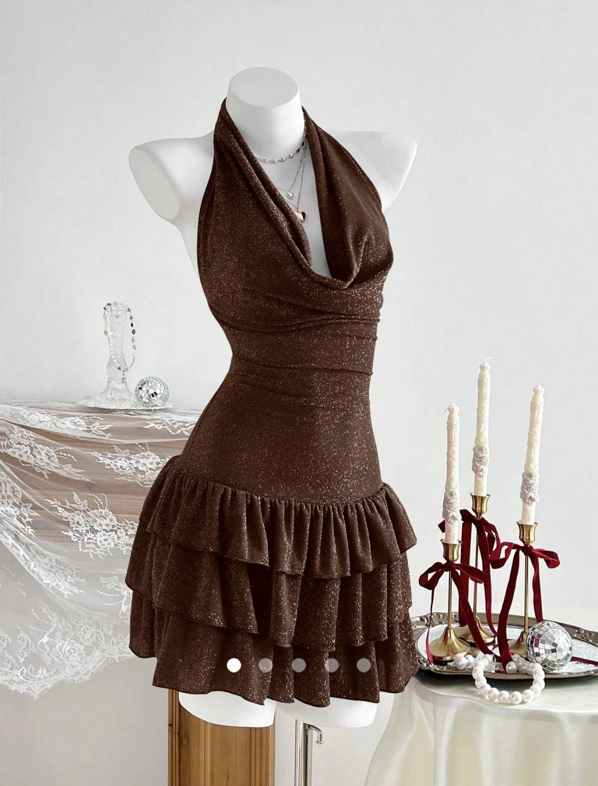 Backless A-Line Dress // Brown
