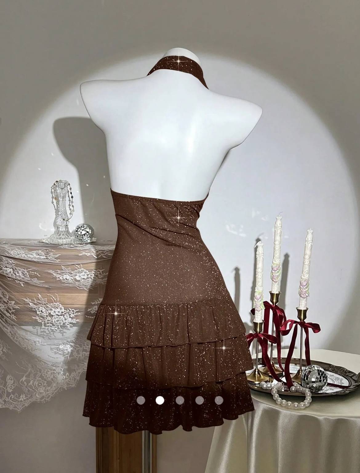 Backless A-Line Dress // Brown
