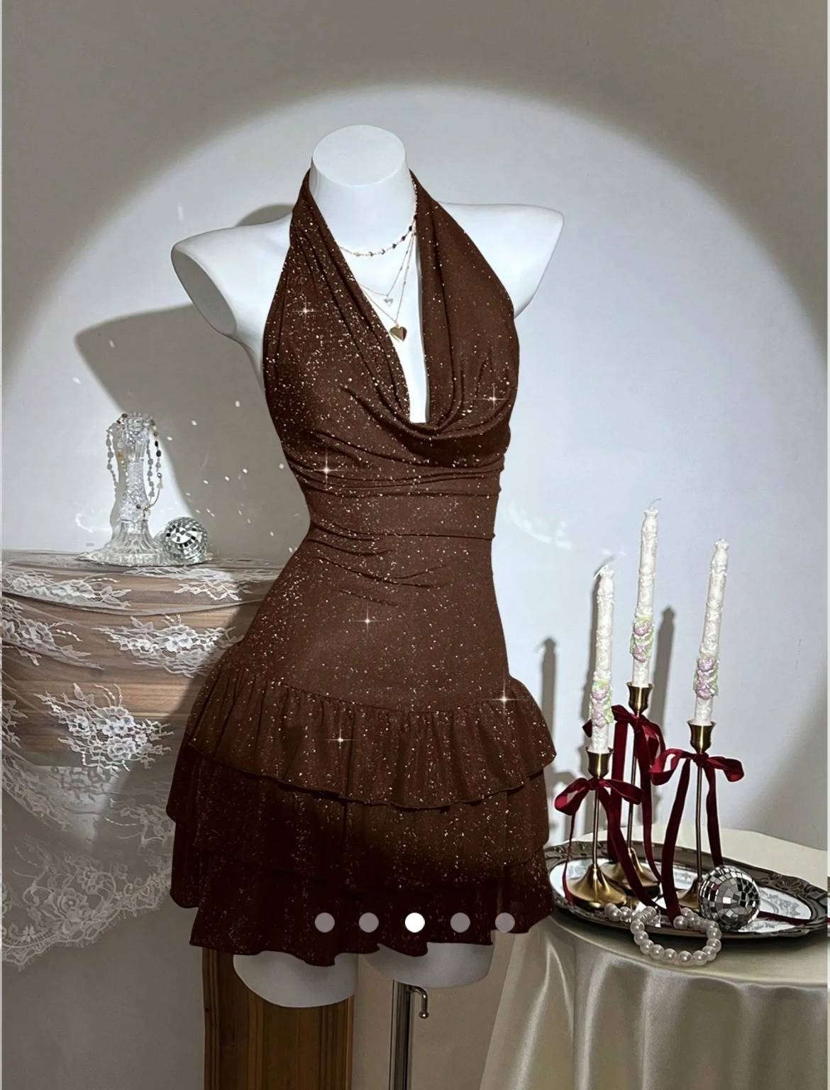 Backless A-Line Dress // Brown