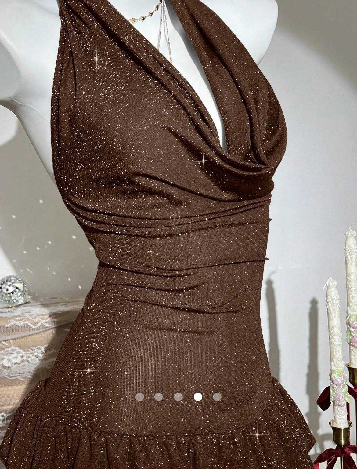 Backless A-Line Dress // Brown
