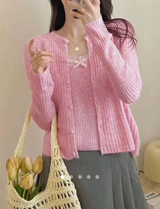 Knit Co-ord Set (2pc) // Pink