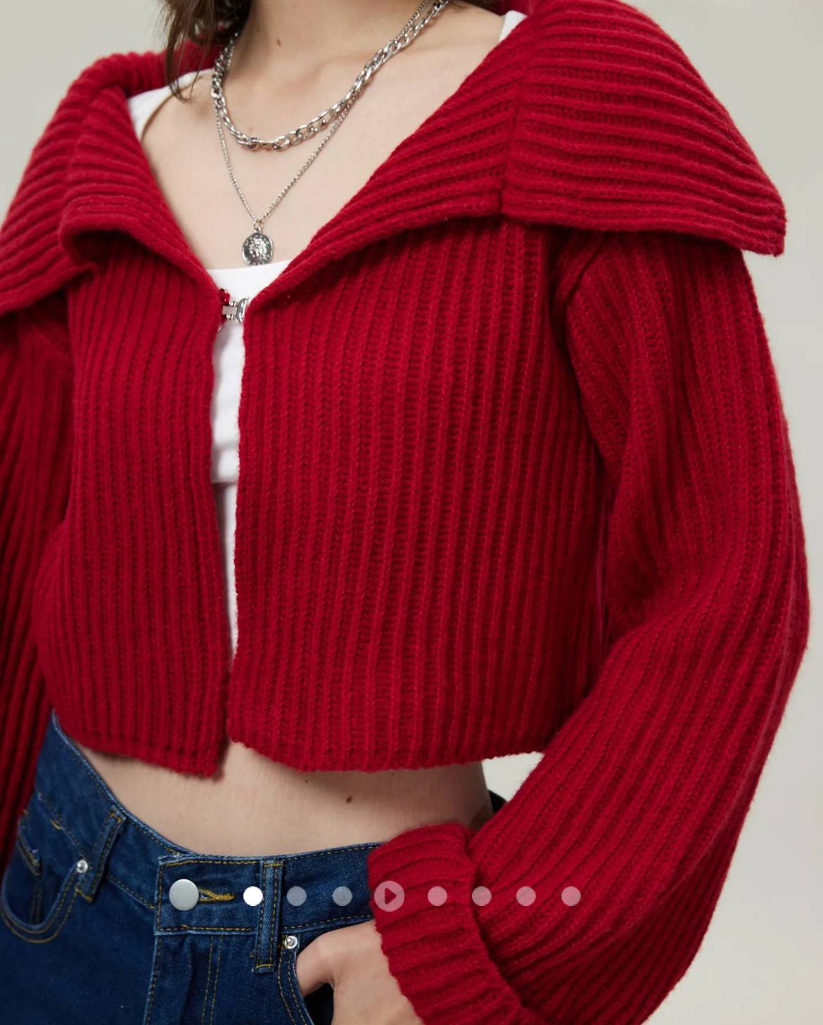 Cable Knit Cardigan // Red