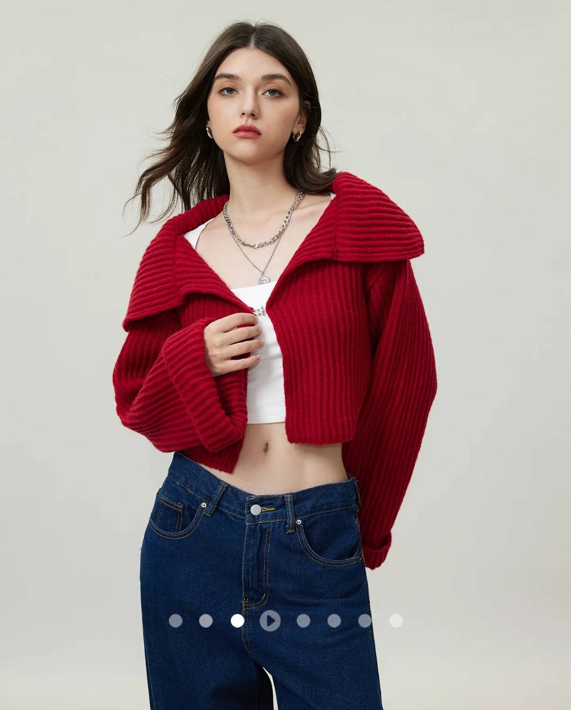 Cable Knit Cardigan // Red