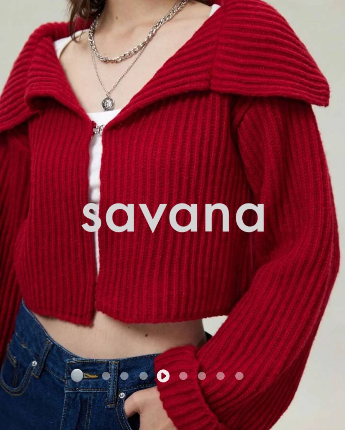 Cable Knit Cardigan // Red