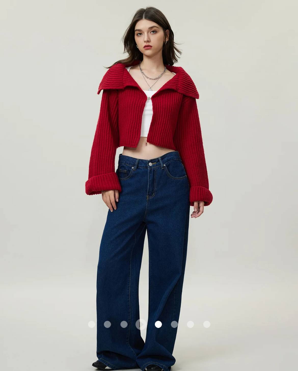 Cable Knit Cardigan // Red