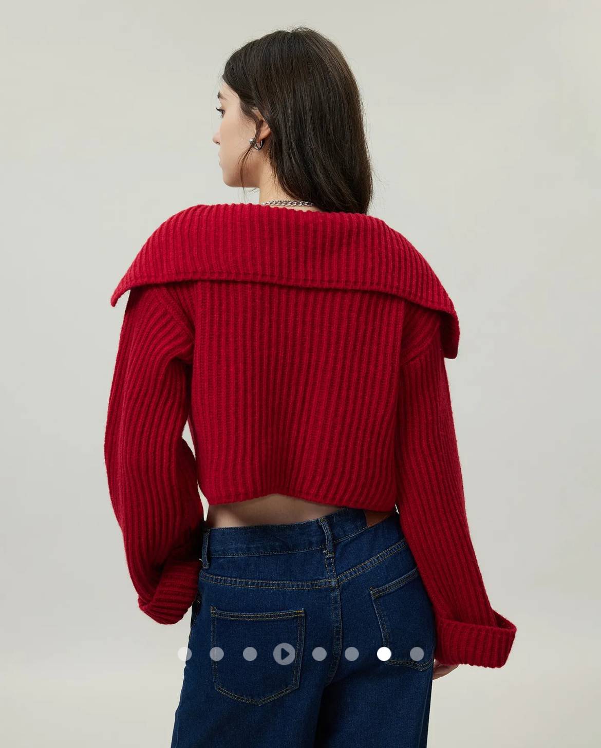 Cable Knit Cardigan // Red