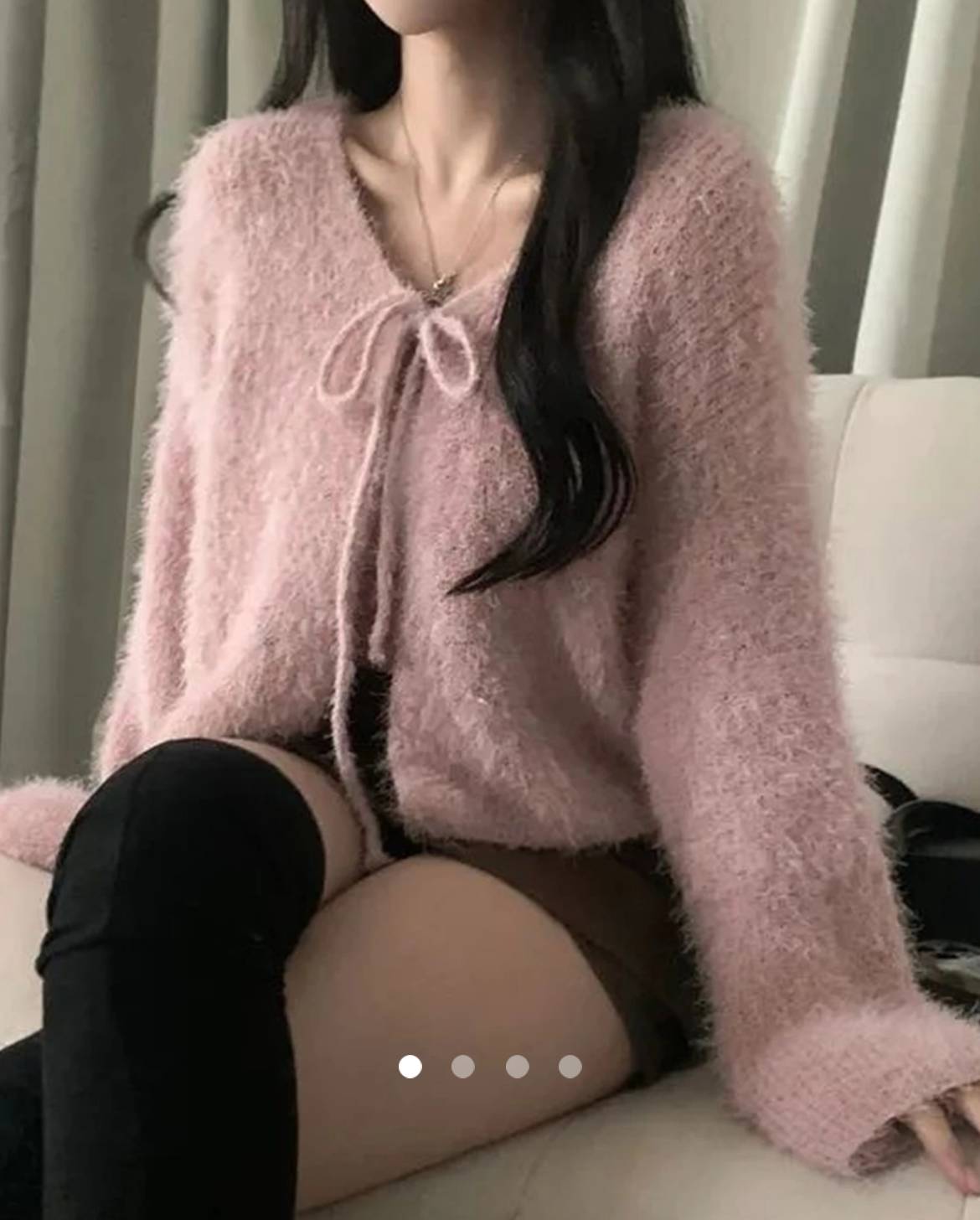 Tie Up Knit Cardigan // Pink