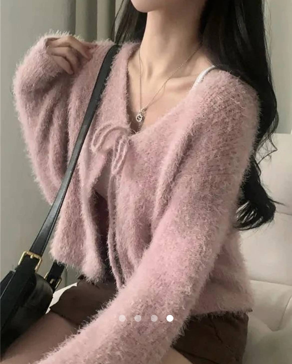 Tie Up Knit Cardigan // Pink