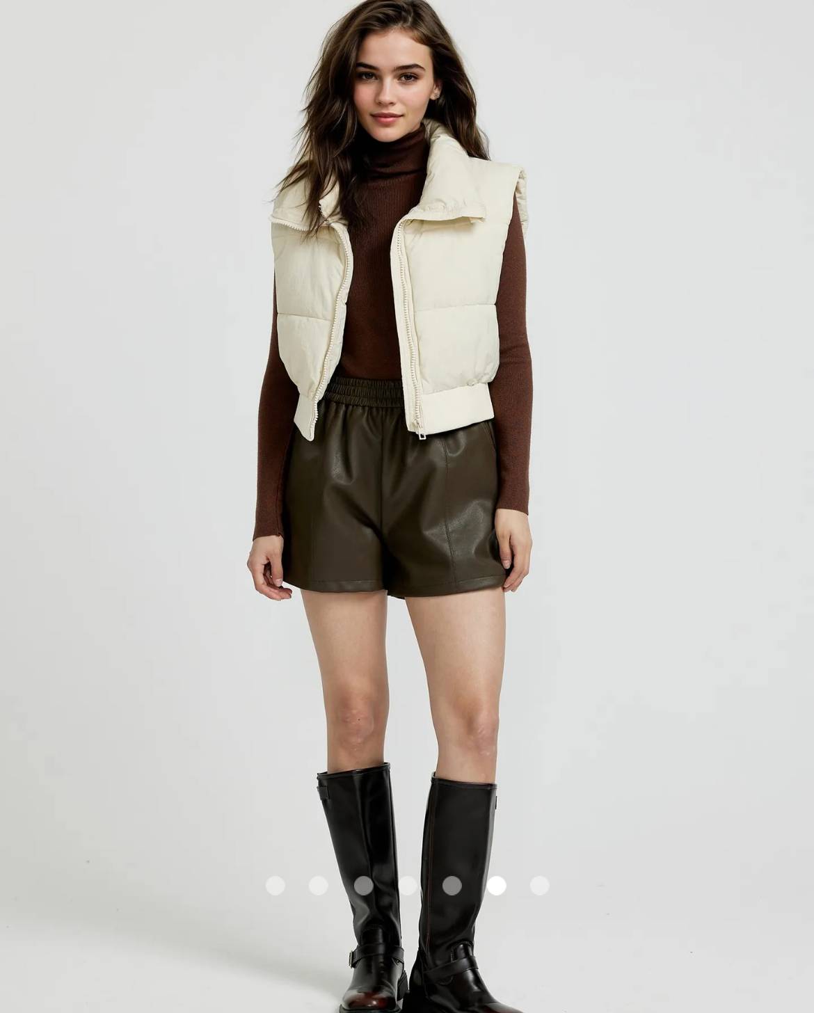 Turtle Neck Knit Top // Brown