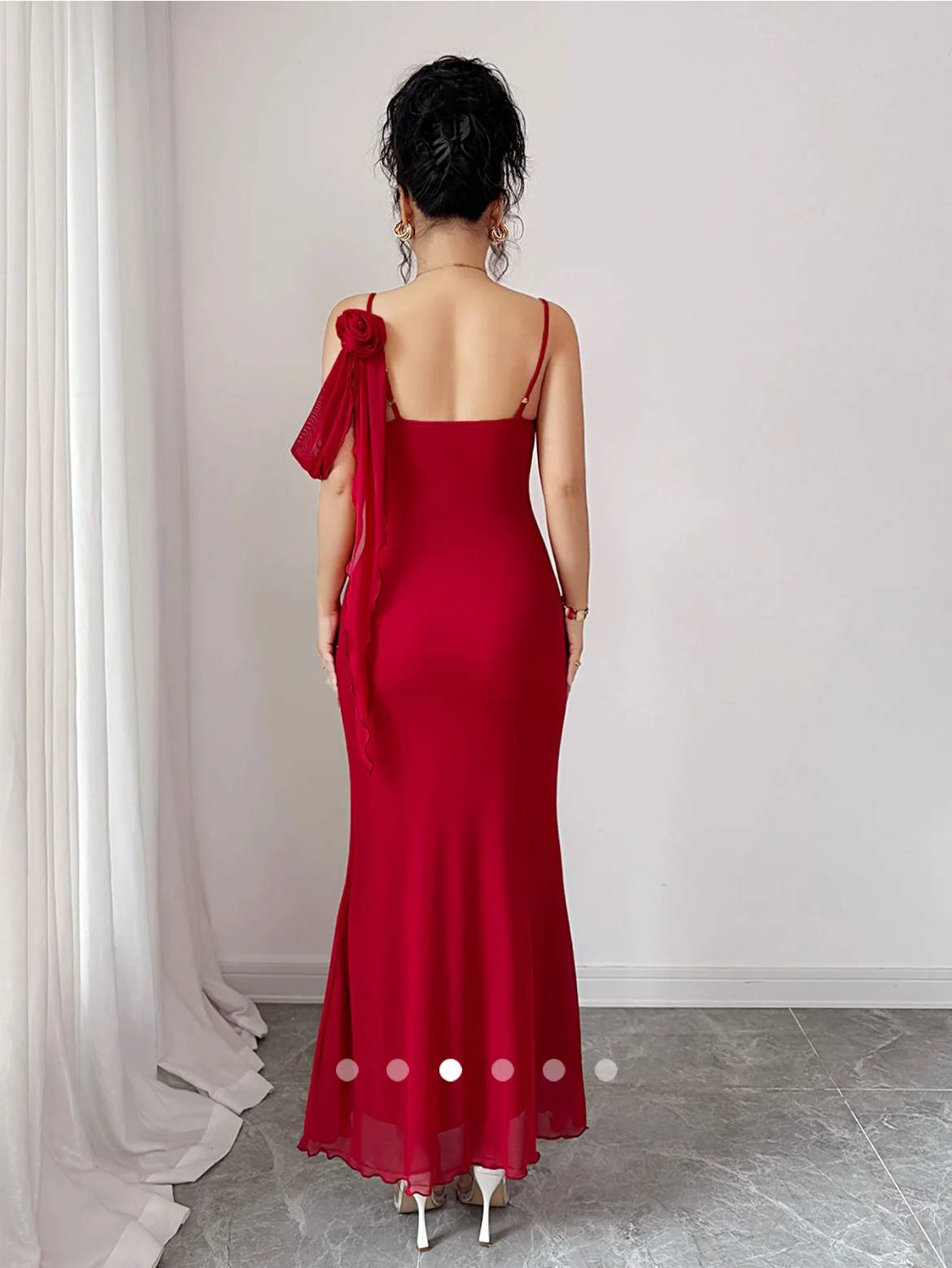 3D Floral Slip Dress // Red