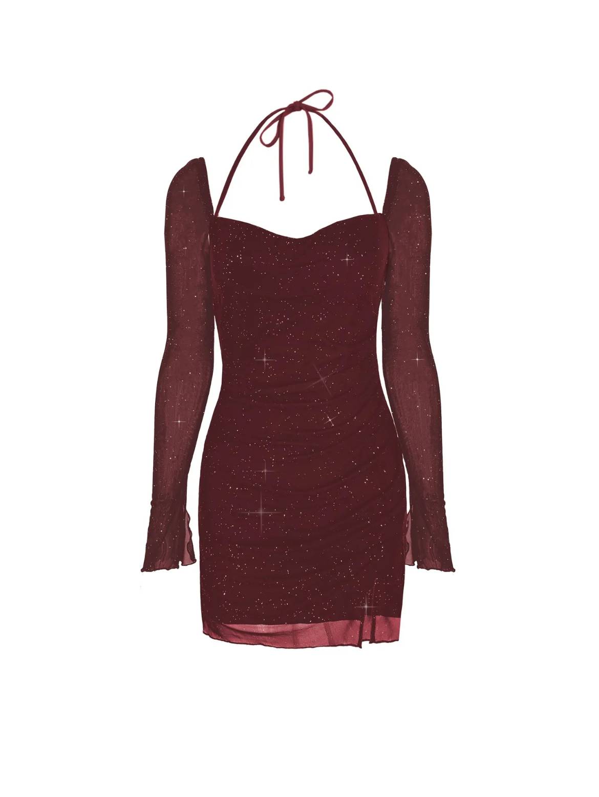 Shimmer Bodycon Dress // Burgundy