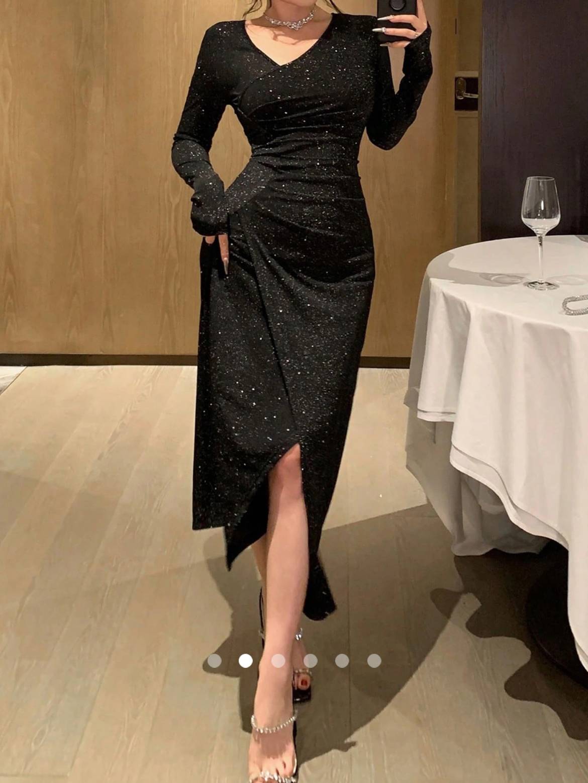 Shimmer Bodycon Dress // Black