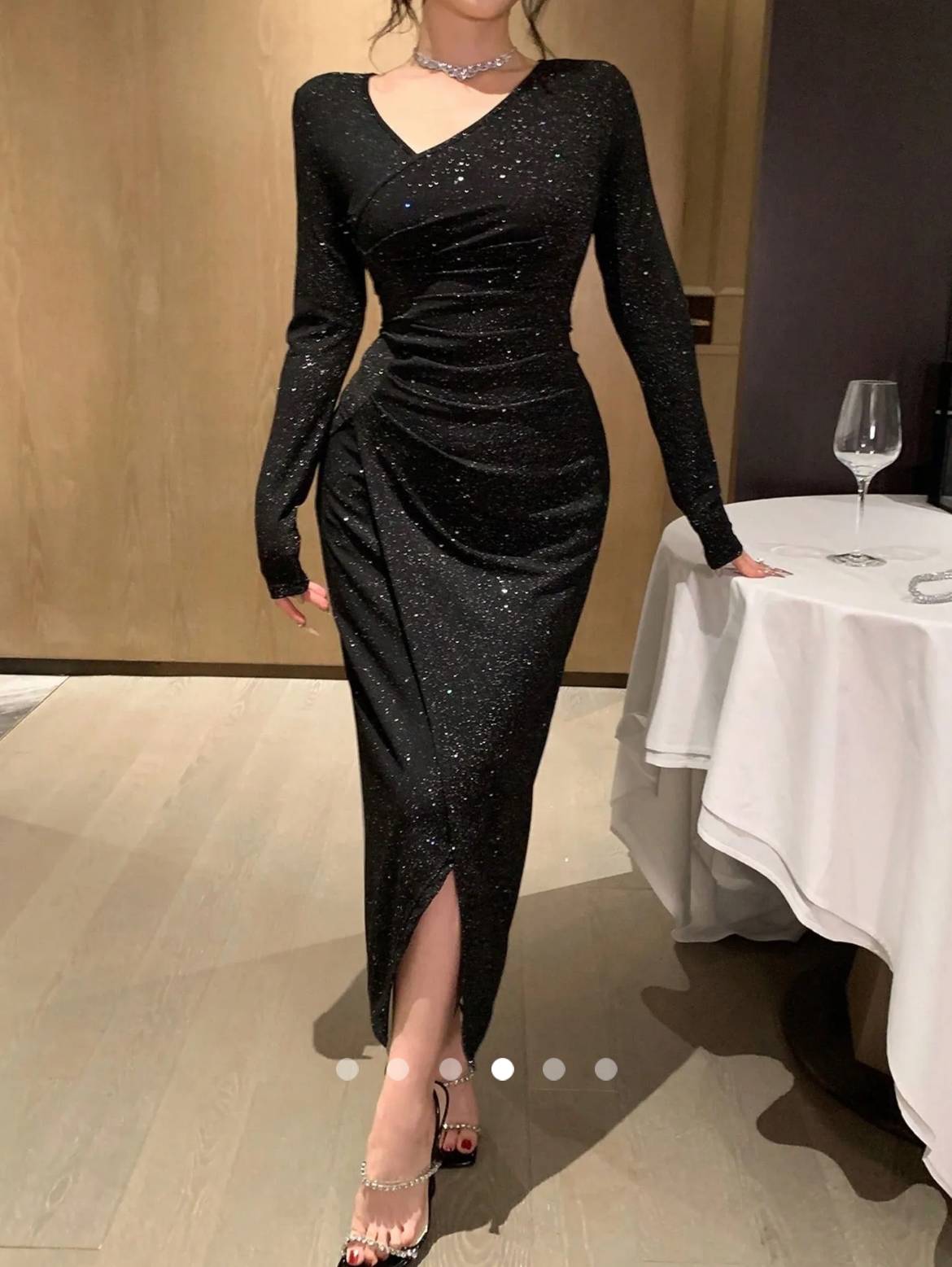 Shimmer Bodycon Dress // Black