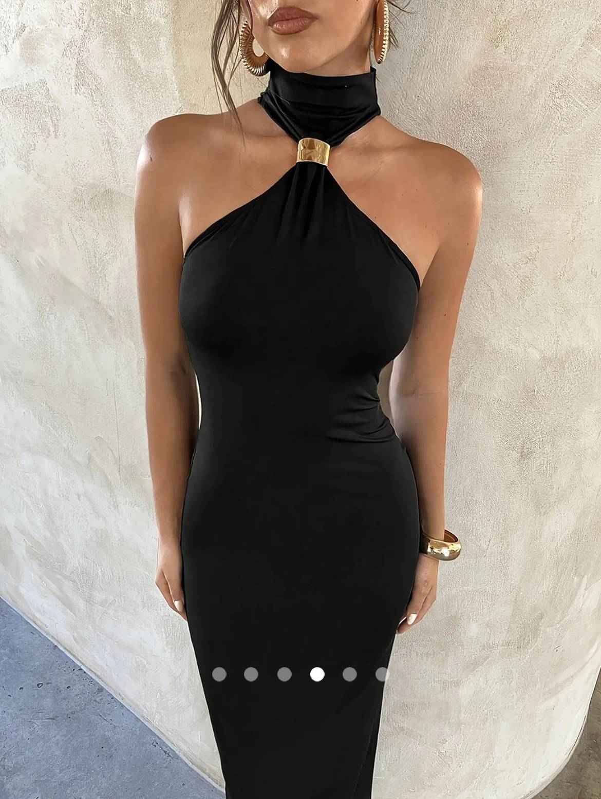 Metallic Decor Bodycon Dress // Black