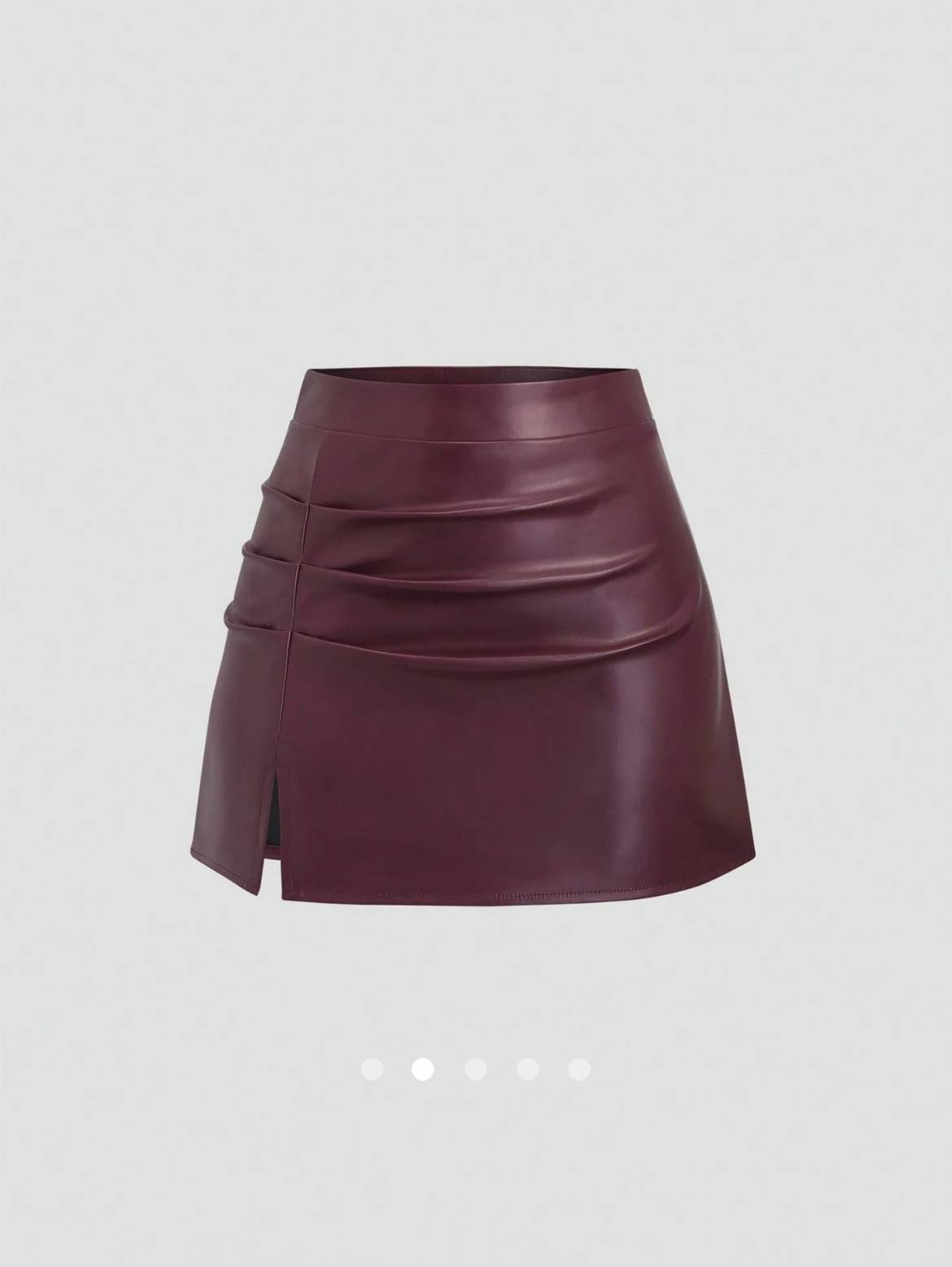 Faux Leather Gathered A-Line Skirt // Burgundy