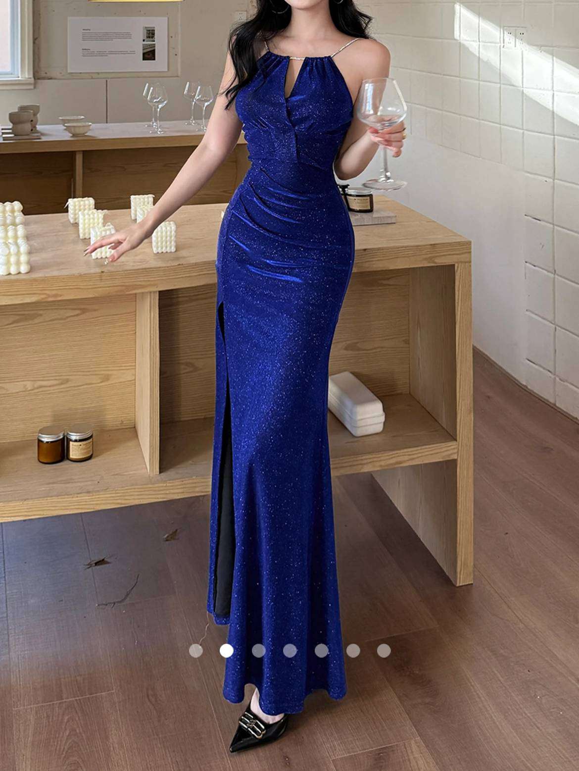 Rhinestone Cocktail Dress // Blue