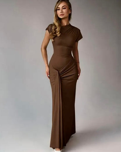 Solid Bodycon Dress // Brown 002