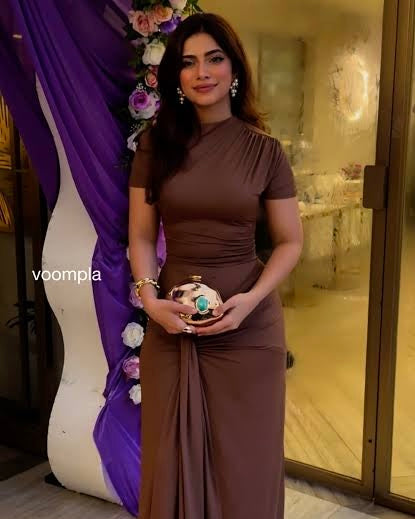 Solid Bodycon Dress // Brown 002