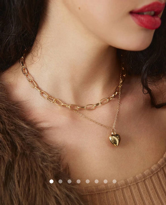 Heart Multi-Layer Necklace // Gold