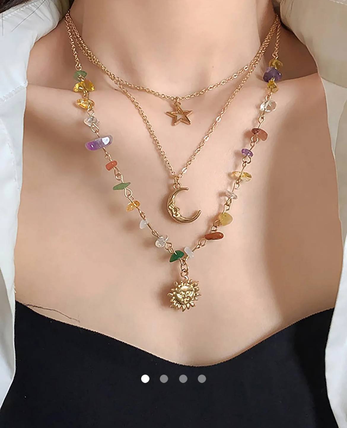 Moon Necklace Set // Gold