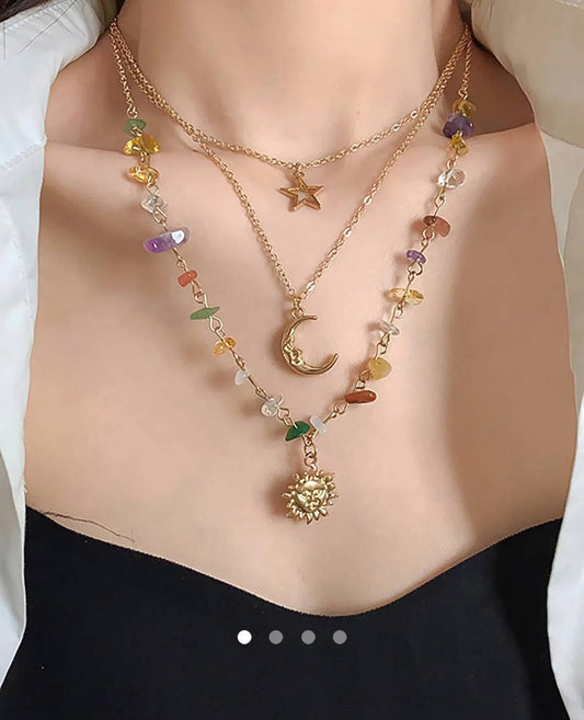 Moon Necklace Set // Gold