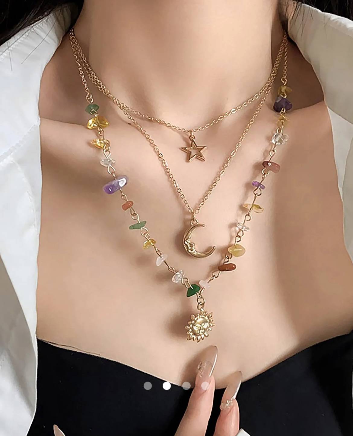 Moon Necklace Set // Gold