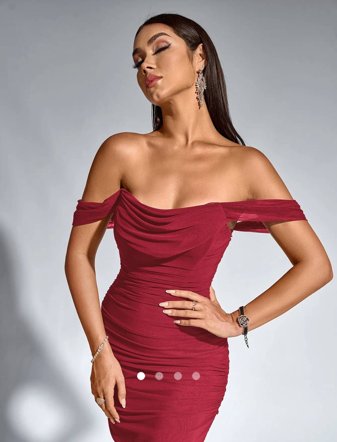 Draped Bodycon Dress // Burgundy