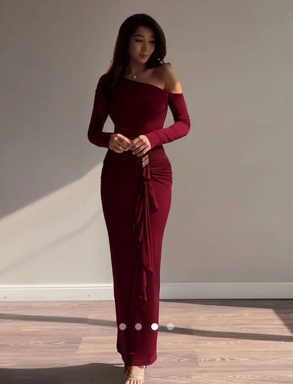 Asymmetric Bodycon Dress // Burgundy