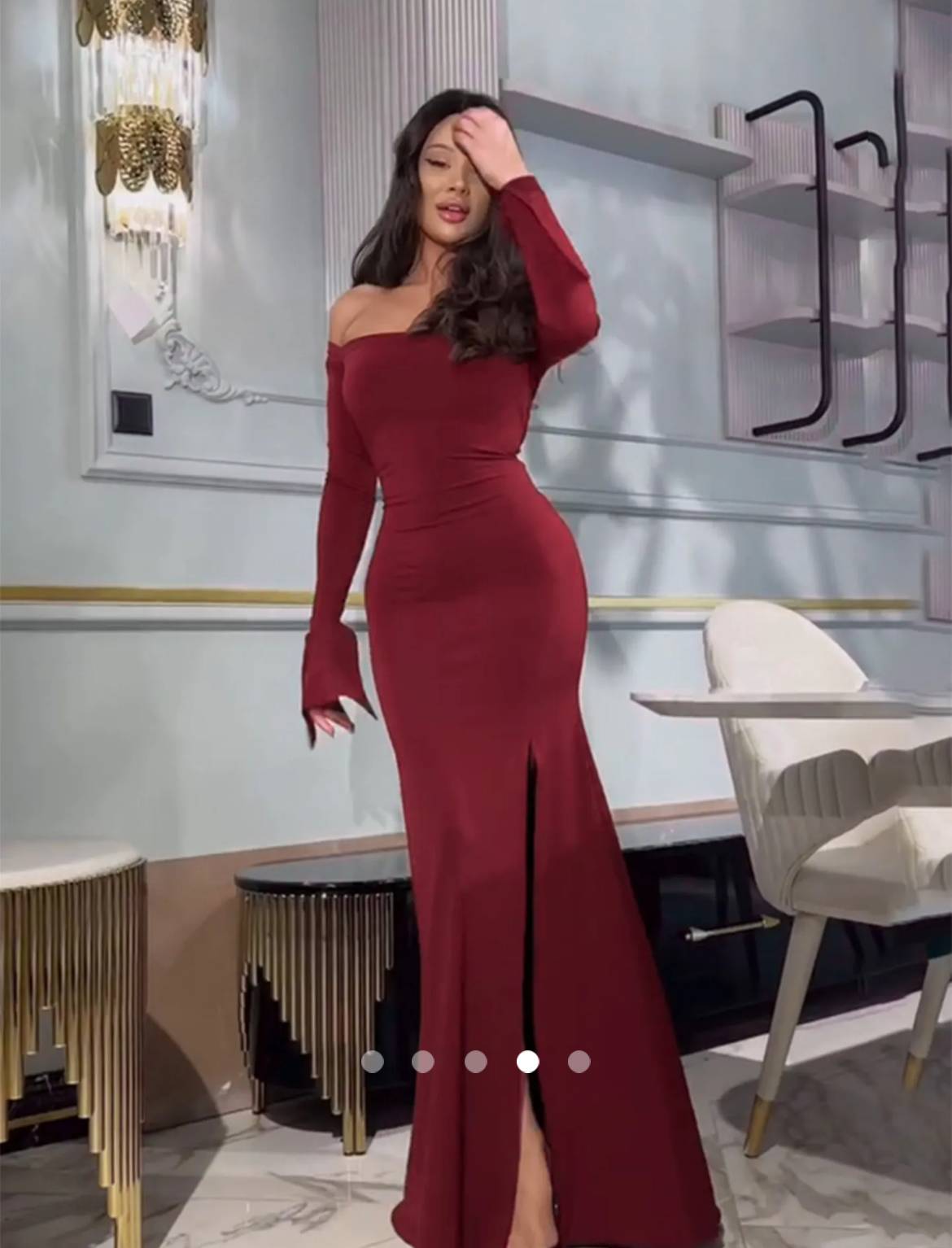 Slit Cocktail Dress // Burgundy