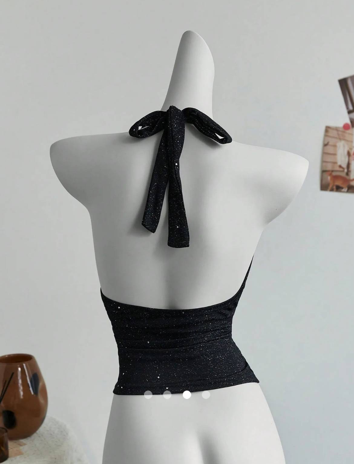 Glitter Backless Top // Black