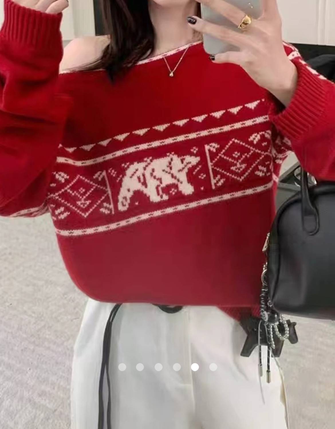 Jacquard Knit Pullover // Red