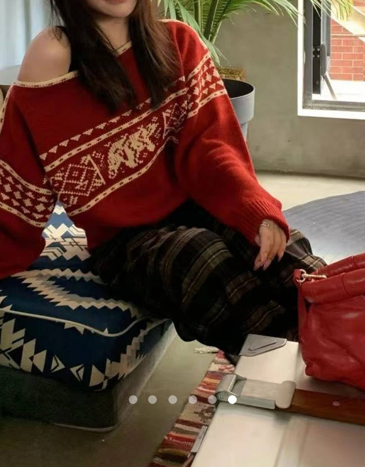 Jacquard Knit Pullover // Red