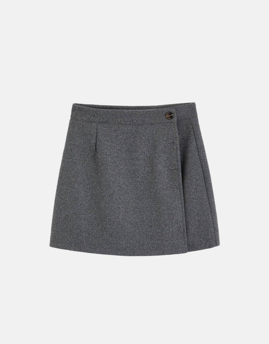 Buttoned A-Line Skirt // Grey