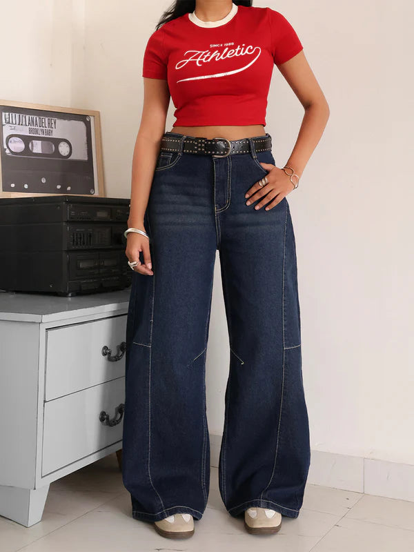Panelled Wide Leg Jeans // Indigo Drift Blue