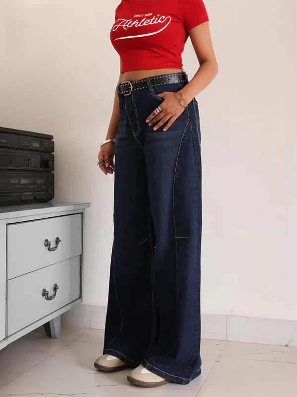 Panelled Wide Leg Jeans // Indigo Drift Blue