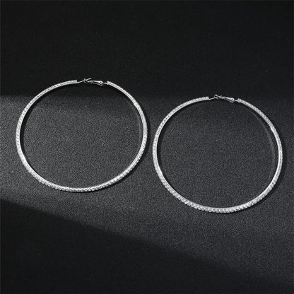 NEWME lmitation Rhinestone Hoop Earrings // Silver