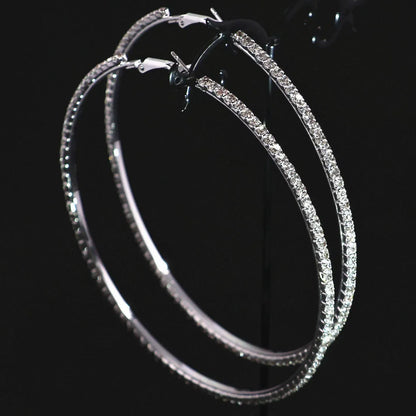 NEWME lmitation Rhinestone Hoop Earrings // Silver