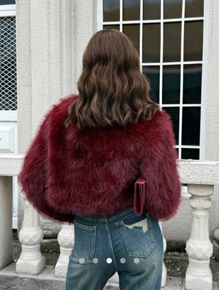 Faux Fur Jacket // Burgundy