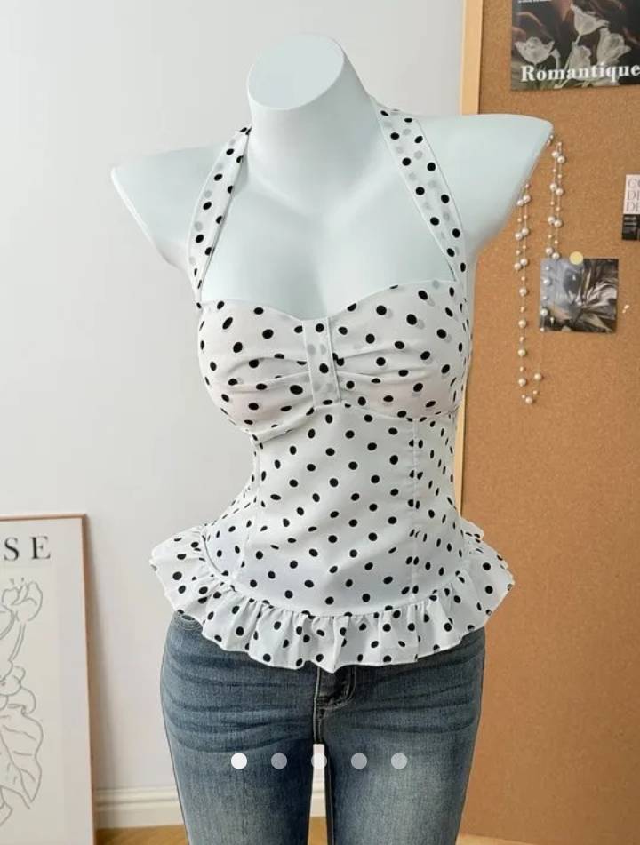 Ruffle Halter Top // Black & White