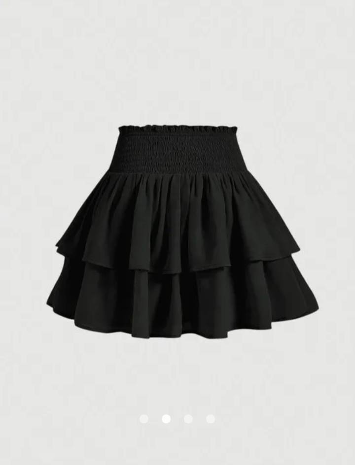Smocked Layered/Tiered Skirt // Black